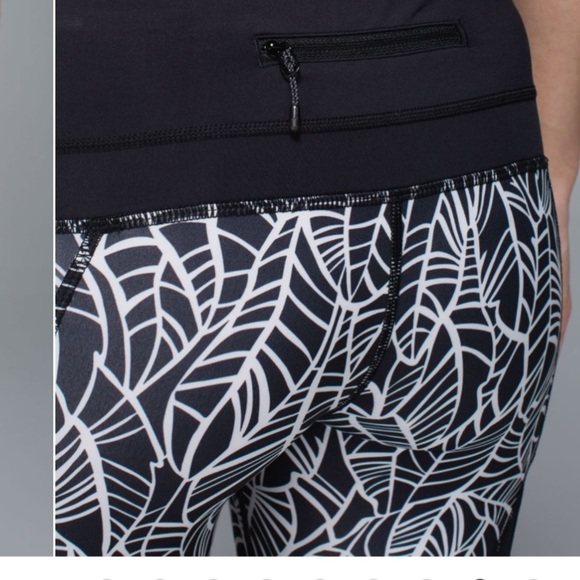 Lululemon Run A Marathon Crop II Pretty Palm Black Angel Wing Size 4 Running - Picture 4 of 10